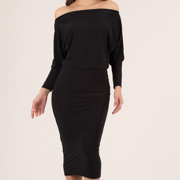 MK Boutique Dresses & Skirts - Sale• Off Shoulder Dolman Midi Dress - Black
